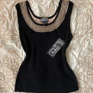 Berek Black and Gold Embellished Tank Top